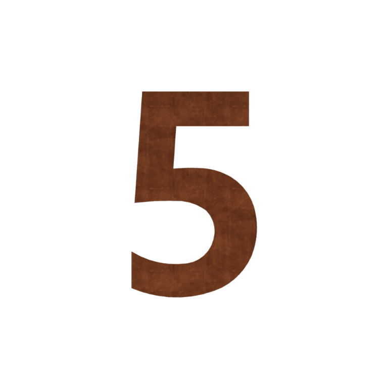Número de casa de acero corten 5 - 9,2 x 15 cm - Autoadhesivo