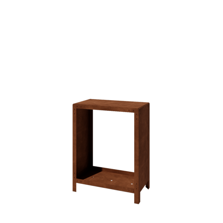 Leñero de acero corten Indiana 100 x 80 x 40 cm