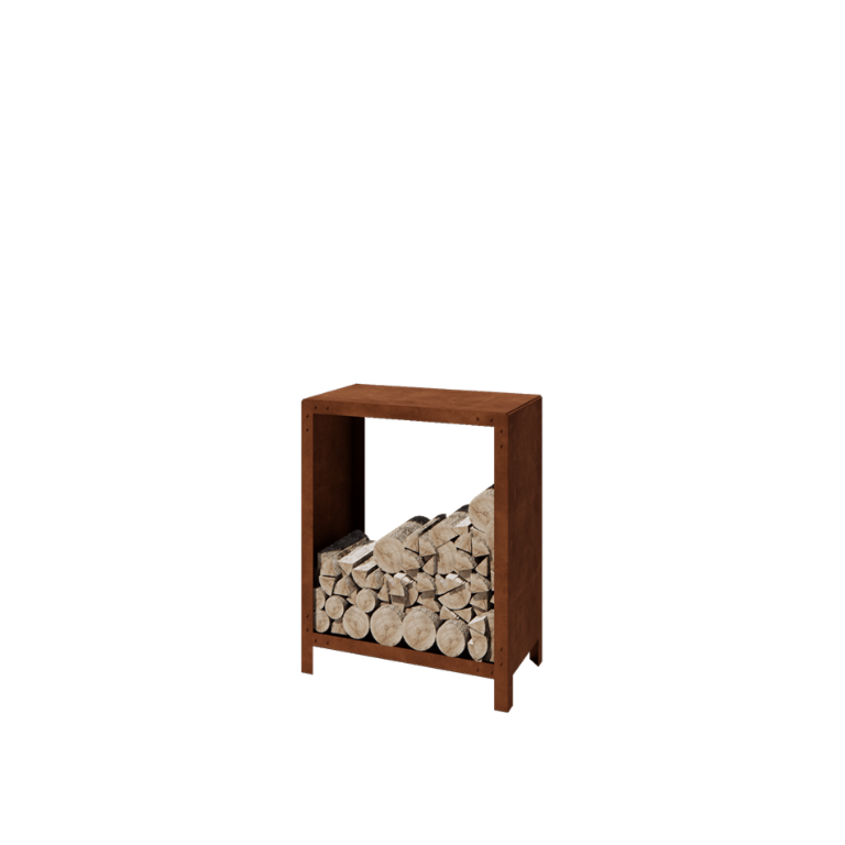 Leñero de acero corten Indiana 100 x 80 x 40 cm