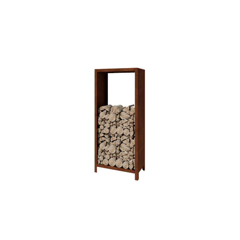 Leñero de acero corten Indiana 180 x 80 x 40 cm