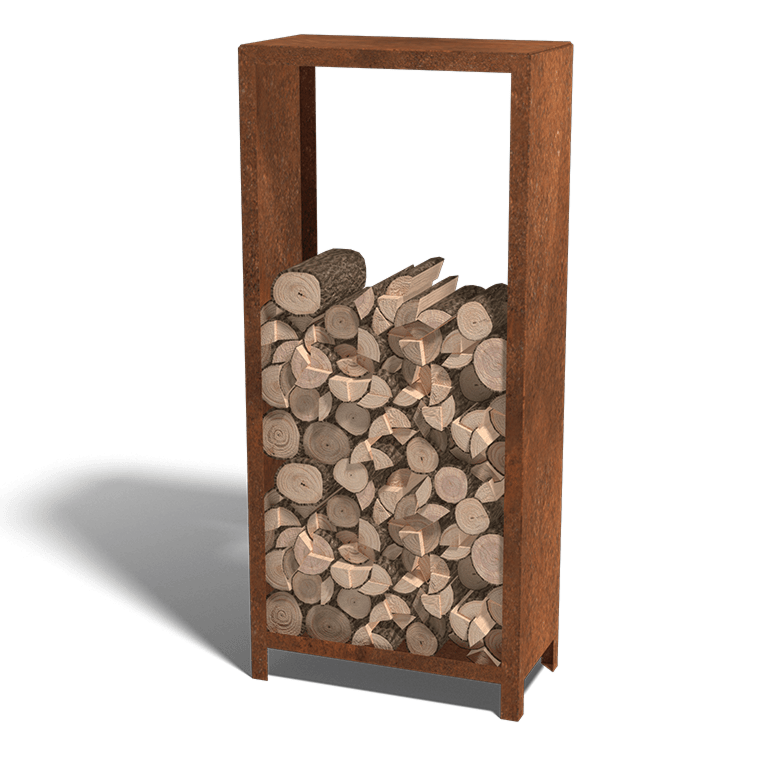 Leñero de acero corten Indiana 180 x 80 x 40 cm