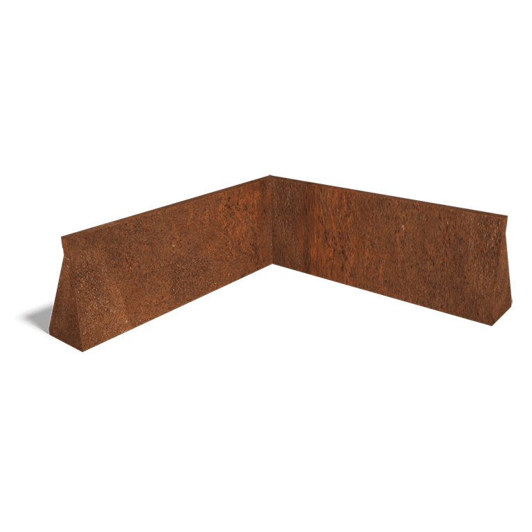 Esquina interior de muro de contención de acero corten 100 x 100 cm (altura 40 cm)