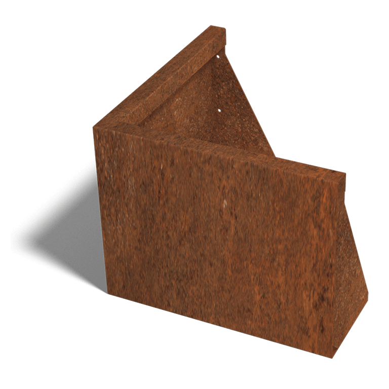 Muro de contención de acero corten esquina exterior 50 x 50 cm (altura 40 cm)