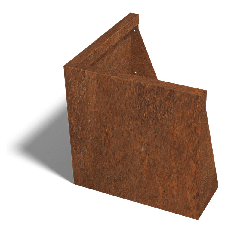 Muro de contención de acero corten esquina exterior 50 x 50 cm (altura 50 cm)