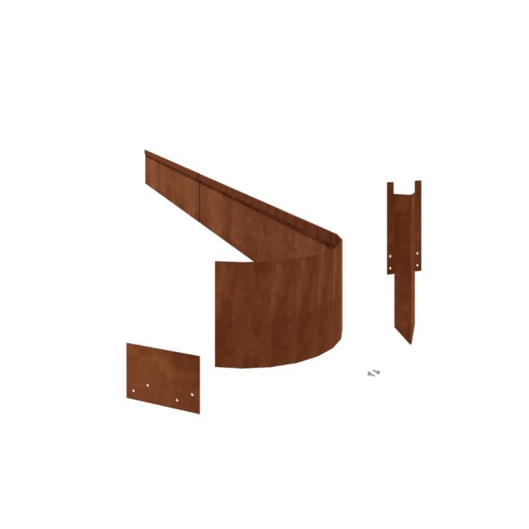 Bordura FLEX de acero corten de borde doblado 23 cm juego completo de 15 metros