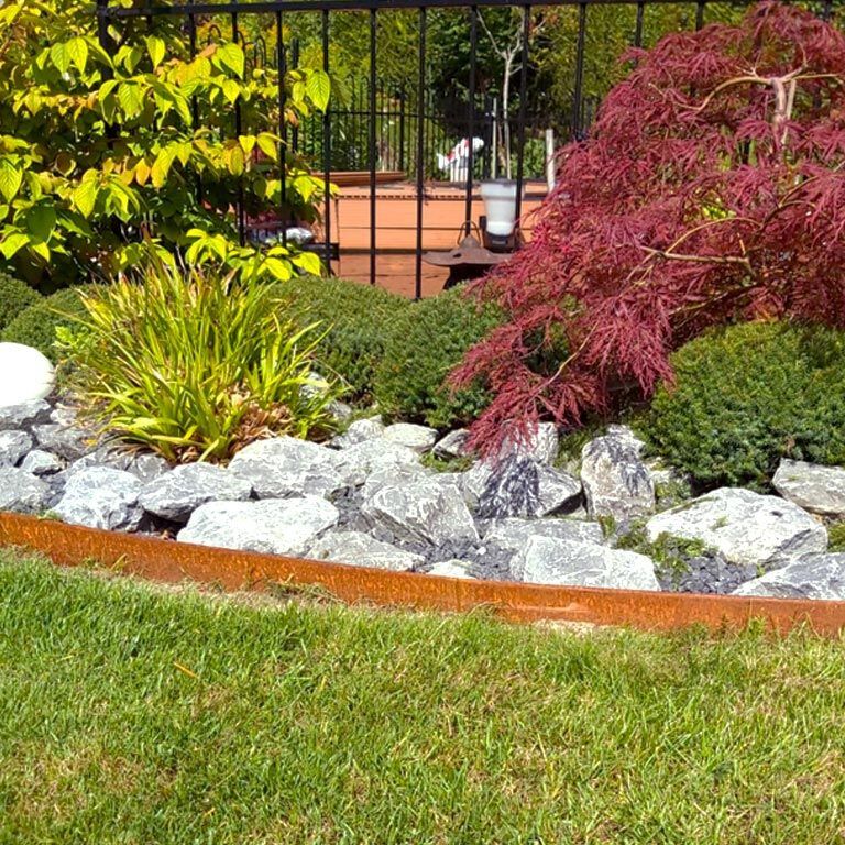 Bordura de acero corten de borde doblado 13 cm juego completo de 15 metros