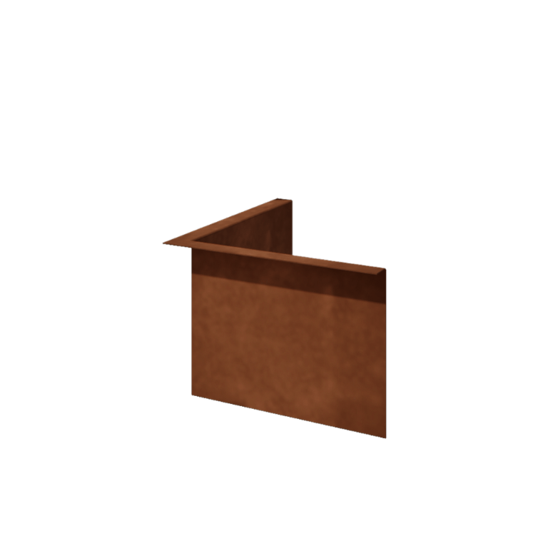 Bordura de jardín de acero corten - En ángulo recto - Esquina interior - Altura 22 cm
