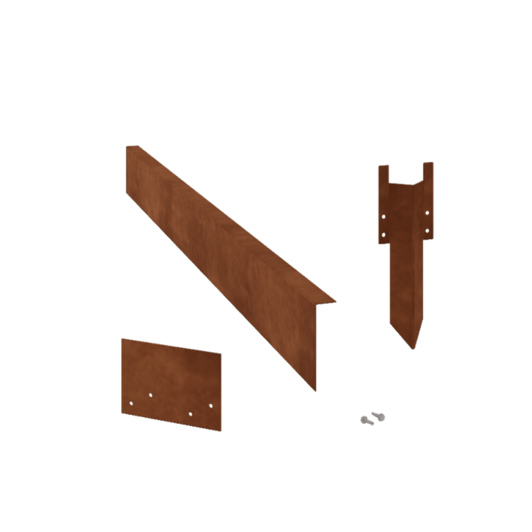 Bordura de jardín de acero corten - En ángulo recto - Altura 12 cm - Juego completo 24 metro