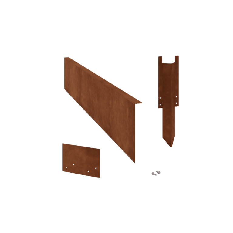Bordura de jardín de acero corten - En ángulo recto - Altura 22 cm - Juego completo 24 metro