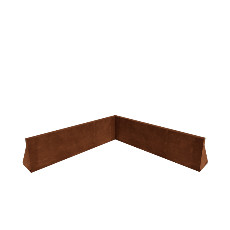 Esquina interior de muro de contención de acero corten 100 x 100 cm (altura 30 cm)