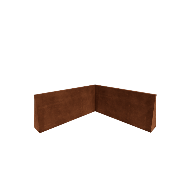 Esquina interior de muro de contención de acero corten 100 x 100 cm (altura 50 cm)