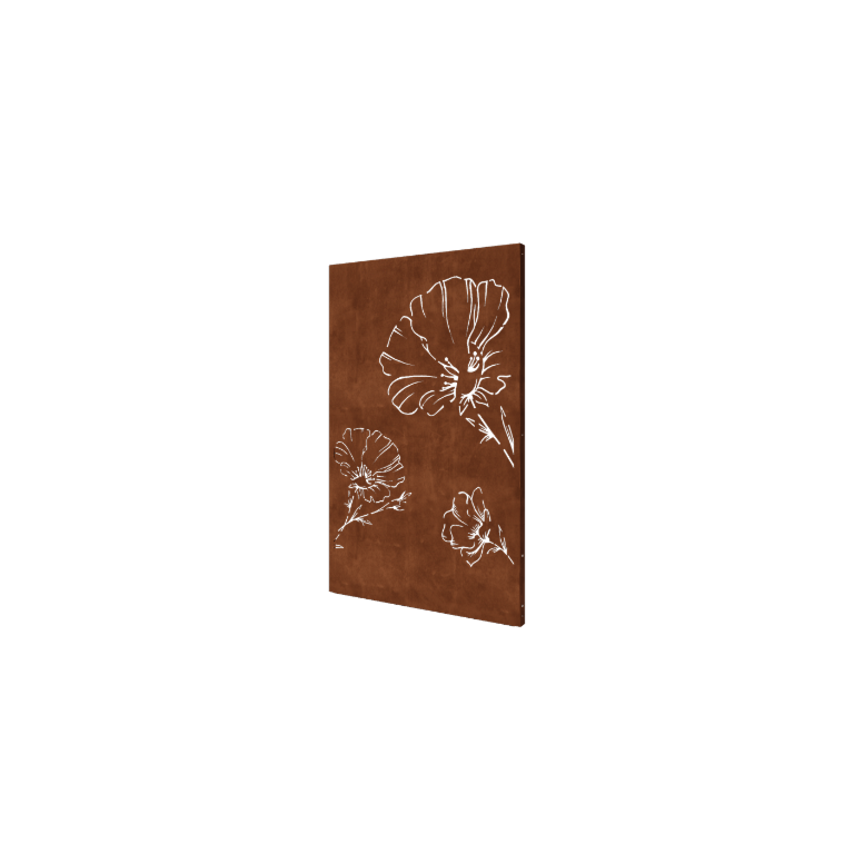 Panel decorativo de acero corten - Amapola - 120 x 6 x 190 cm