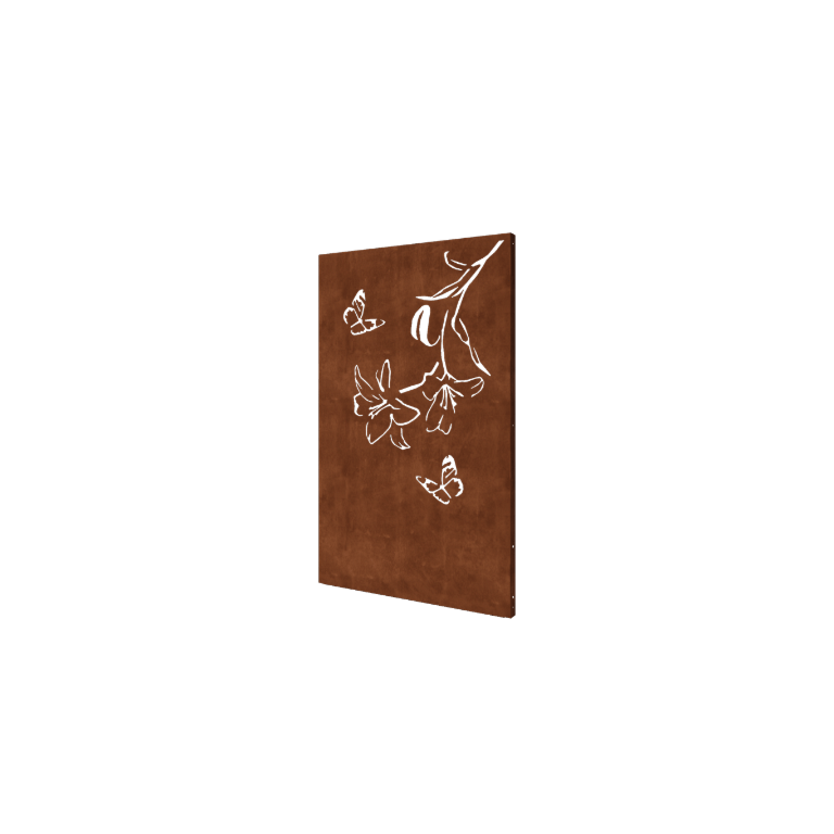 Panel decorativo de acero corten - Lirio - 120 x 6 x 190 cm