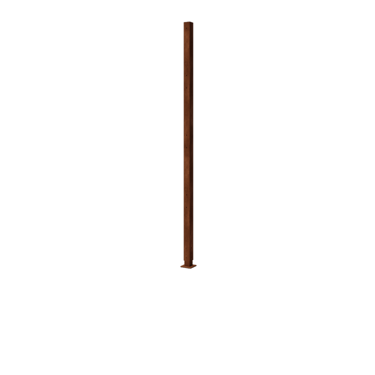 Poste esquinero de acero corten con placa base 190 x 6 x 3 cm