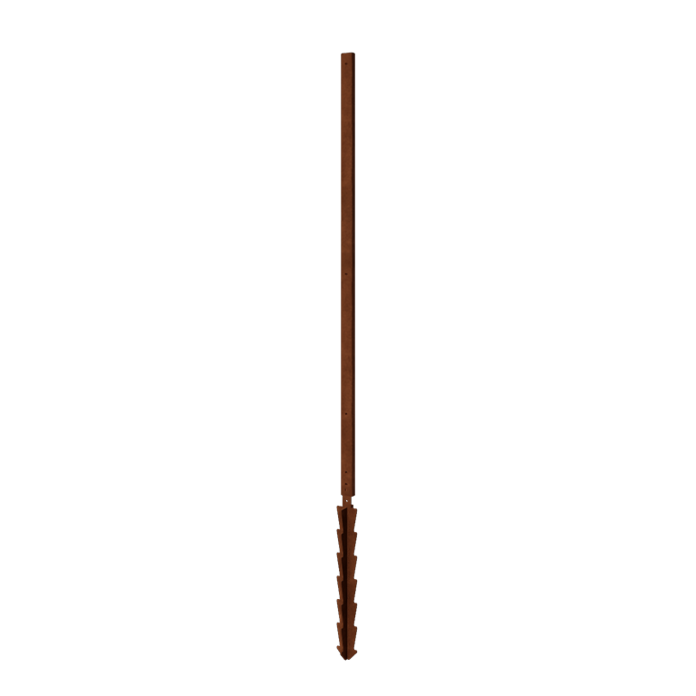 Poste de acero corten - Recto con esteca de tierra - 190 x 6 x 3 cm
