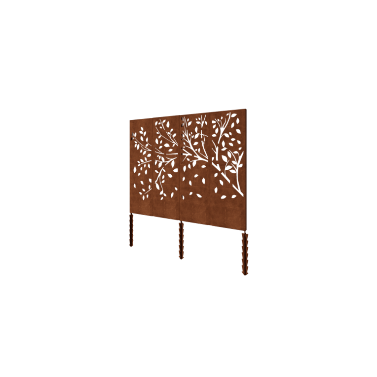 Panel de acero corten árbol conjunto completo 240 x 6 x 190 cm
