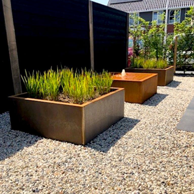 Jardinera de acero corten soldada Montana 100 x 100 x 40 cm