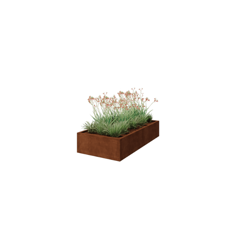 Jardinera de acero corten - Rectángulo - 200 x 100 x 40 cm - Soldado - Sin placa inferior