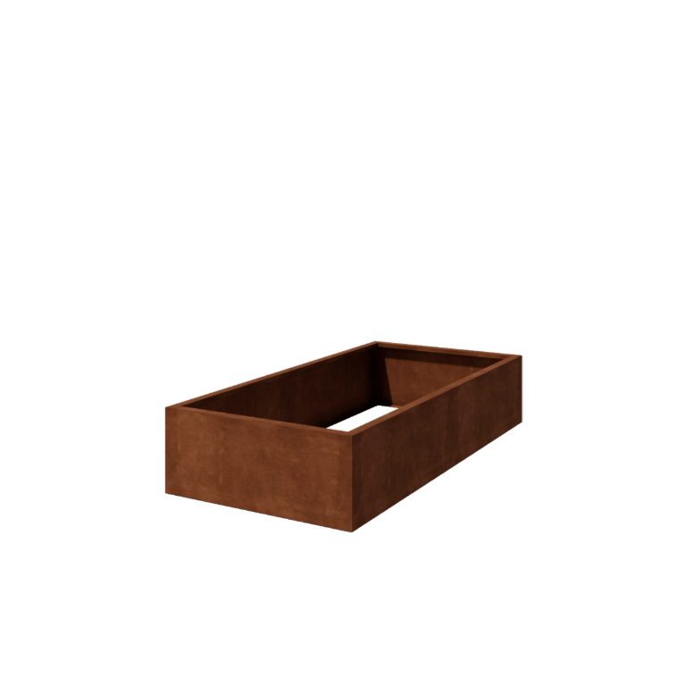 Jardinera de acero corten - Rectángulo - 200 x 100 x 40 cm - Soldado - Sin placa inferior