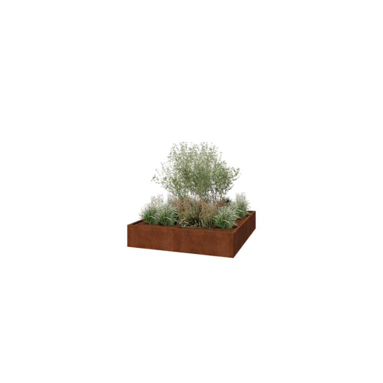 Jardinera de acero corten soldada Montana 200 x 200 x 40 cm