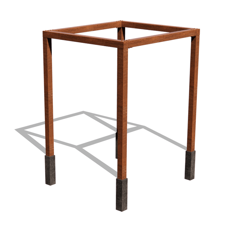 Pérgola cuadrada de acero corten 224 x 200 cm