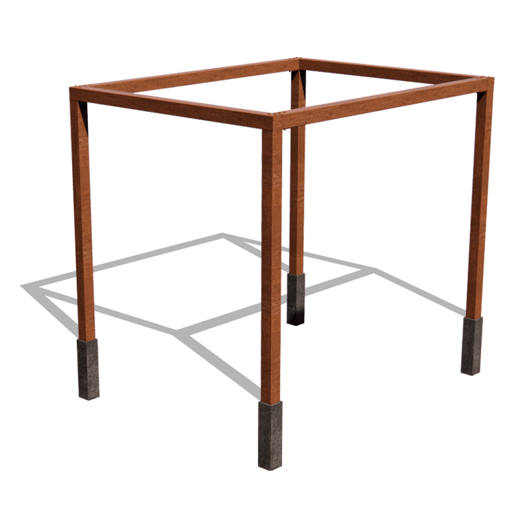 Pérgola cuadrada de acero corten 324 x 250 cm