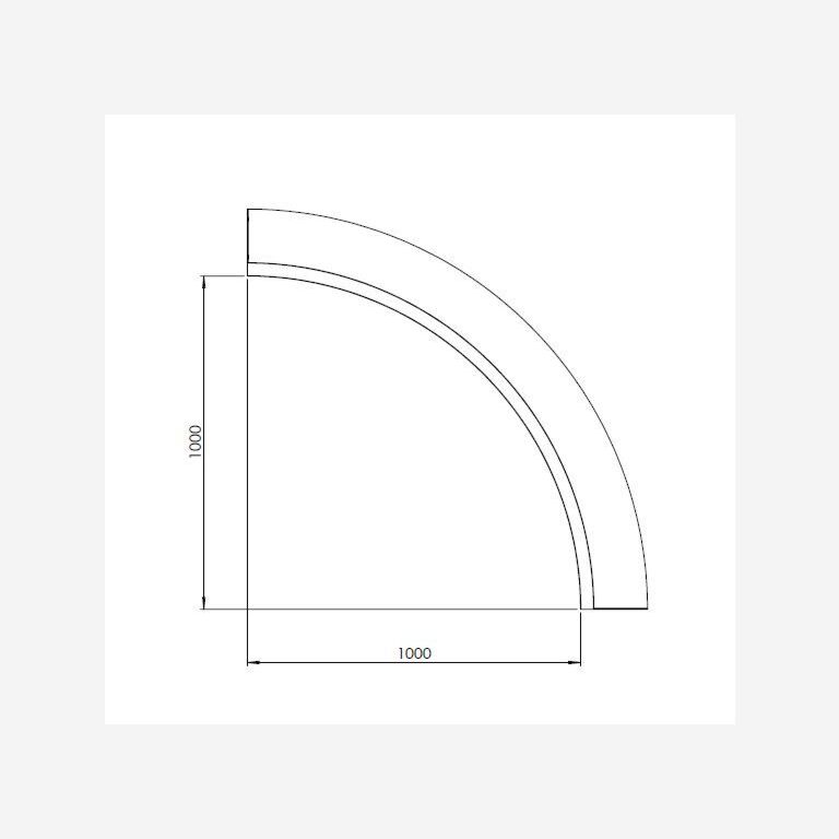 Curva interior de acero con recubrimiento de polvo 100 x 100 cm (altura 50 cm)
