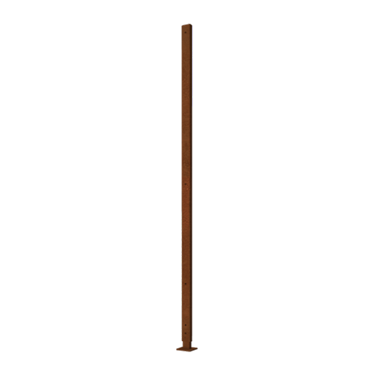 Poste recto de acero corten con placa base 190 x 6 x 3 cm