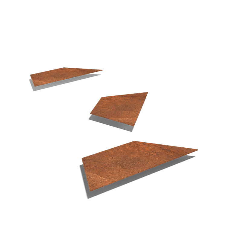 Peldaño de acero corten Hexágono HH 50