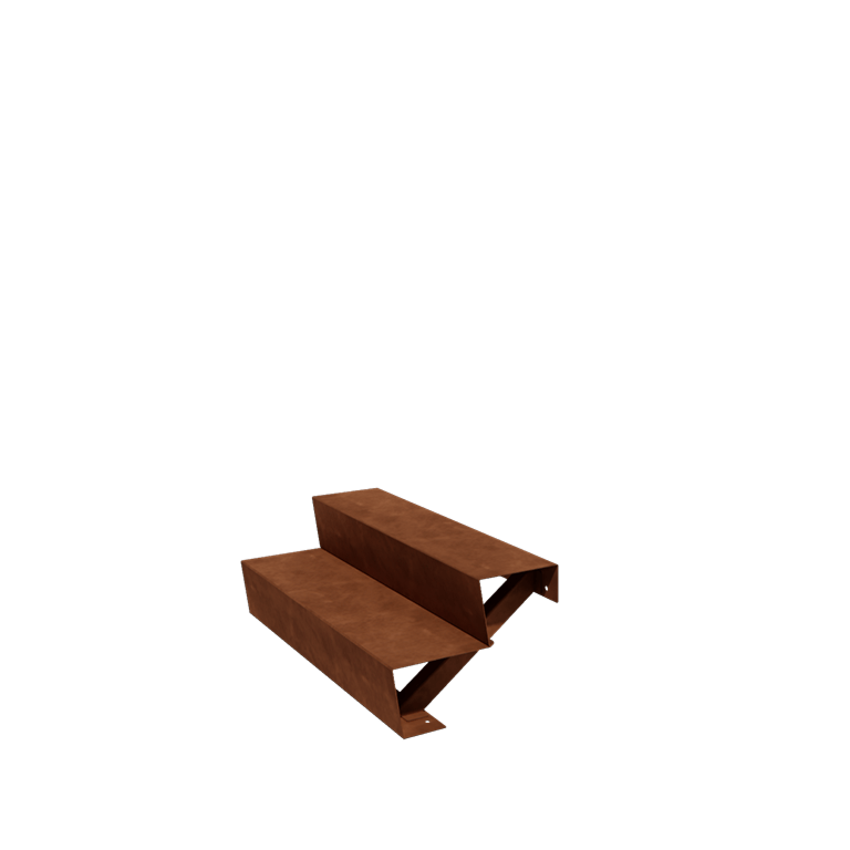 Escalera de acero corten New York de 2 escalones (anchura: 100 cm)