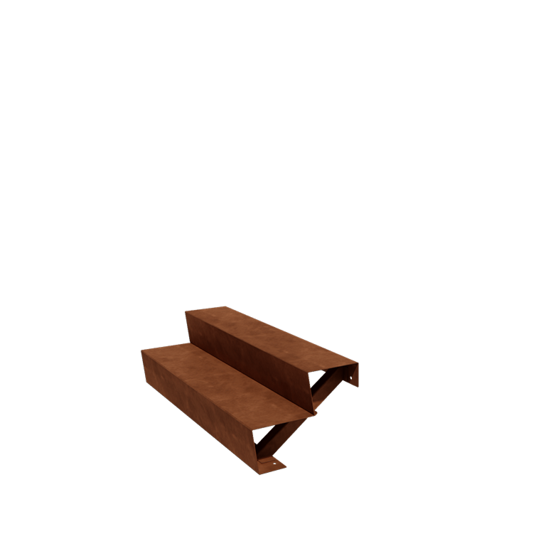 Escalera de acero corten New York de 2 escalones (anchura: 120 cm)