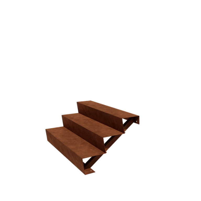 Escalera de acero corten New York de 3 escalones (anchura: 120 cm)