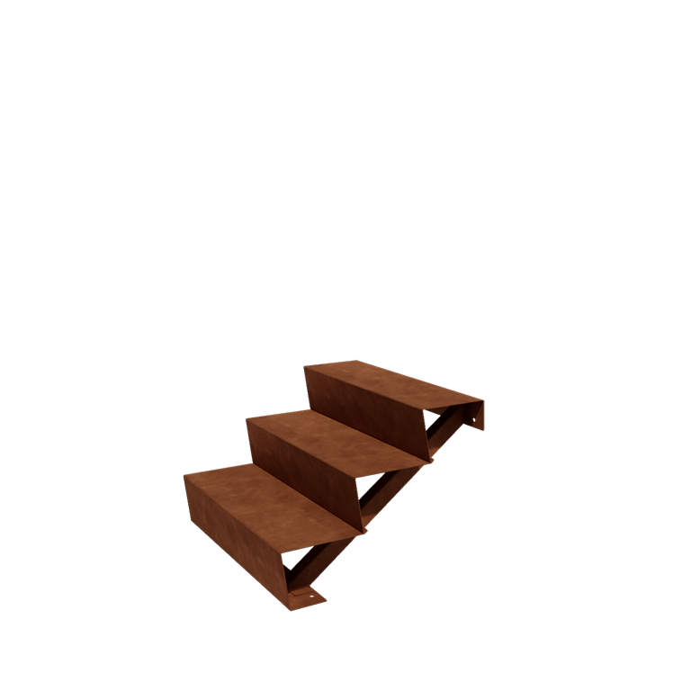 Escalera de acero corten New York de 3 escalones (anchura: 80 cm)