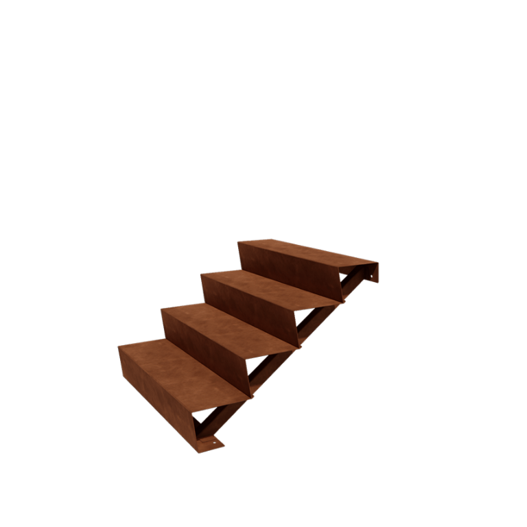 Escalera de acero corten New York de 4 escalones (anchura: 100 cm)