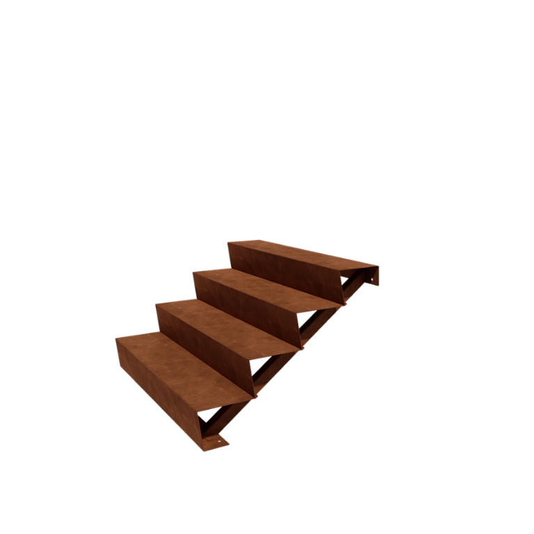 Escalera de acero corten New York de 4 escalones (anchura: 120 cm)