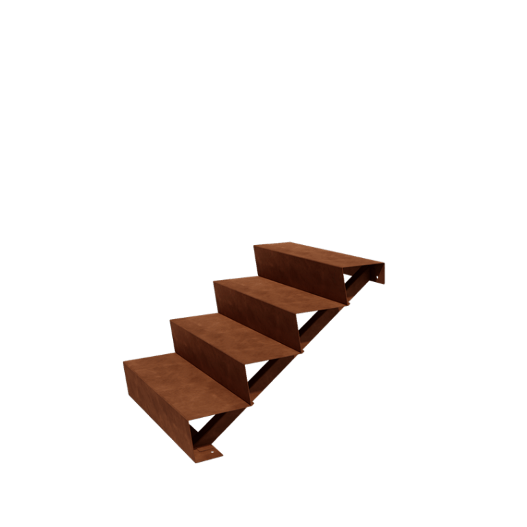 Escalera de acero corten New York de 4 escalones (anchura: 80 cm)