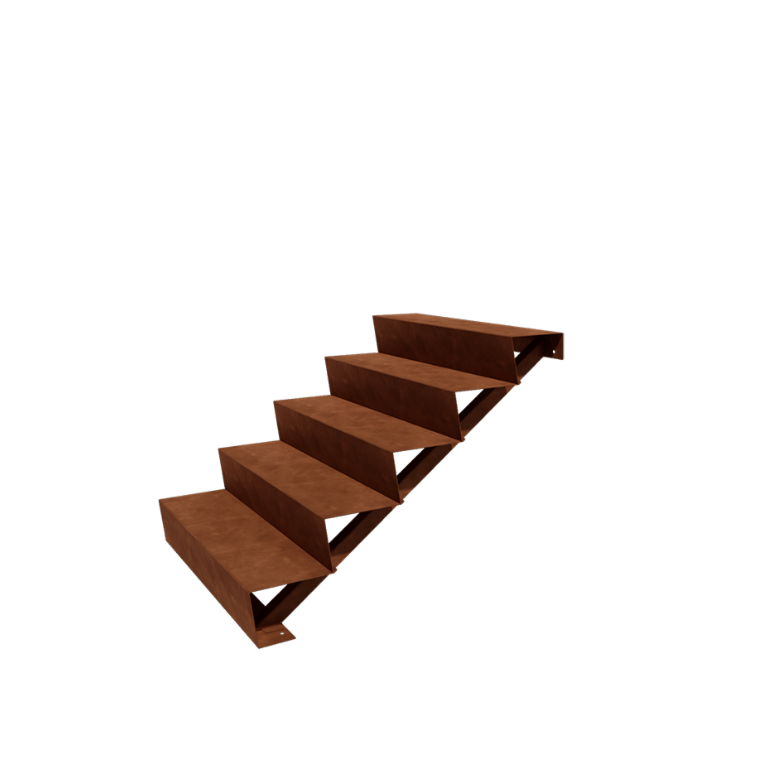Escalera de acero corten New York de 5 escalones (anchura: 100 cm)