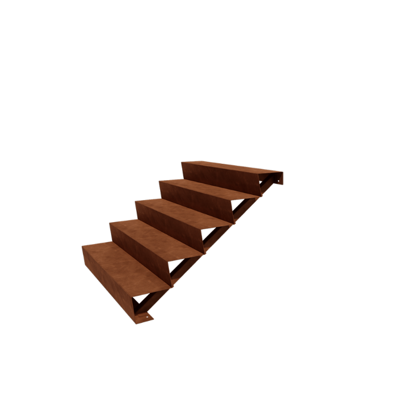 Escalera de acero corten New York de 5 escalones (anchura: 120 cm)