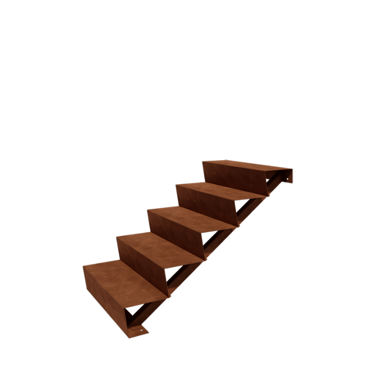 Escalera de acero corten New York de 5 escalones (anchura: 80 cm)