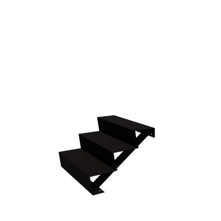 Escalera de jardín de acero - 3-peldaños - 48 x 80 x 51 cm - RAL9005 mate (negro)