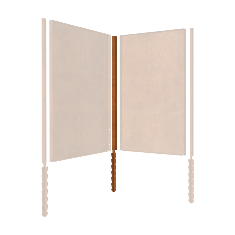 Poste esquinero de acero corten con estaca de tierra 190 x 6 x 3 cm