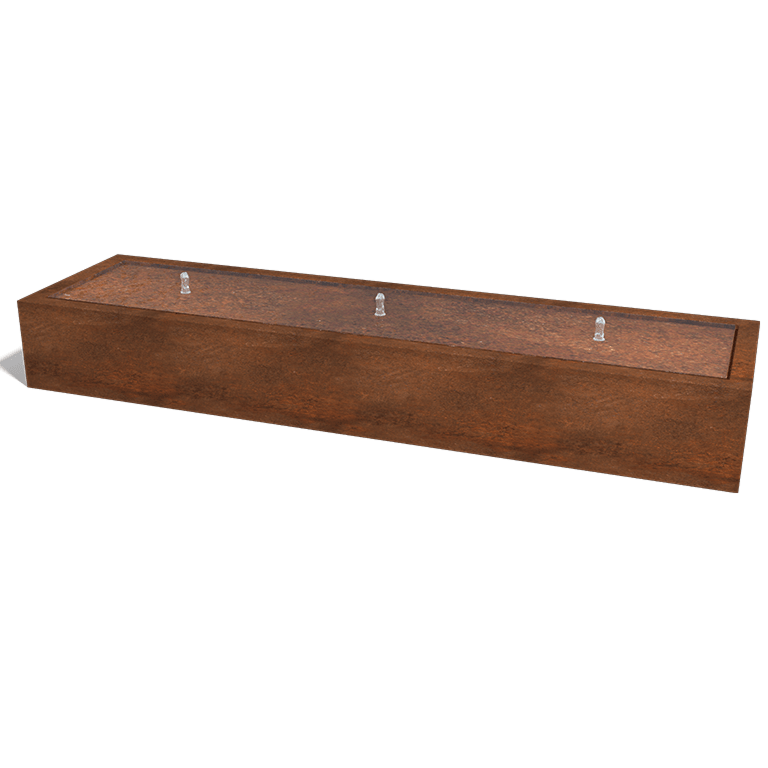 Mesa de agua de acero corten 300 x 80 x 40 cm