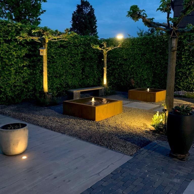 Mesa de agua de acero corten 120 x 120 x 40 cm