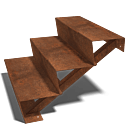 Escalera de acero corten New York de 3 escalones (anchura: 800 mm)