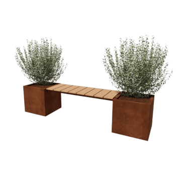 Jardinera de acero corten con asiento Vegas Miami