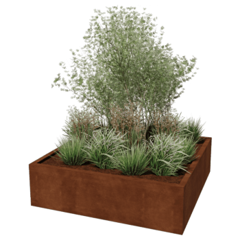 Jardinera de acero corten soldada Montana 140 x 140 x 40 cm