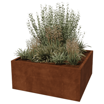Jardinera de acero corten soldada Montana 140 x 140 x 60 cm