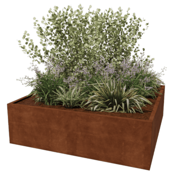 Jardinera de acero corten soldada Montana 200 x 200 x 60 cm