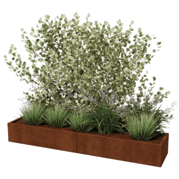 Jardinera de acero corten Texas xxl 240 x 50 cm