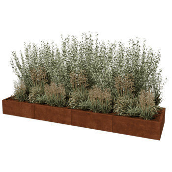 Jardinera de acero corten Texas xxl 320 x 80 cm